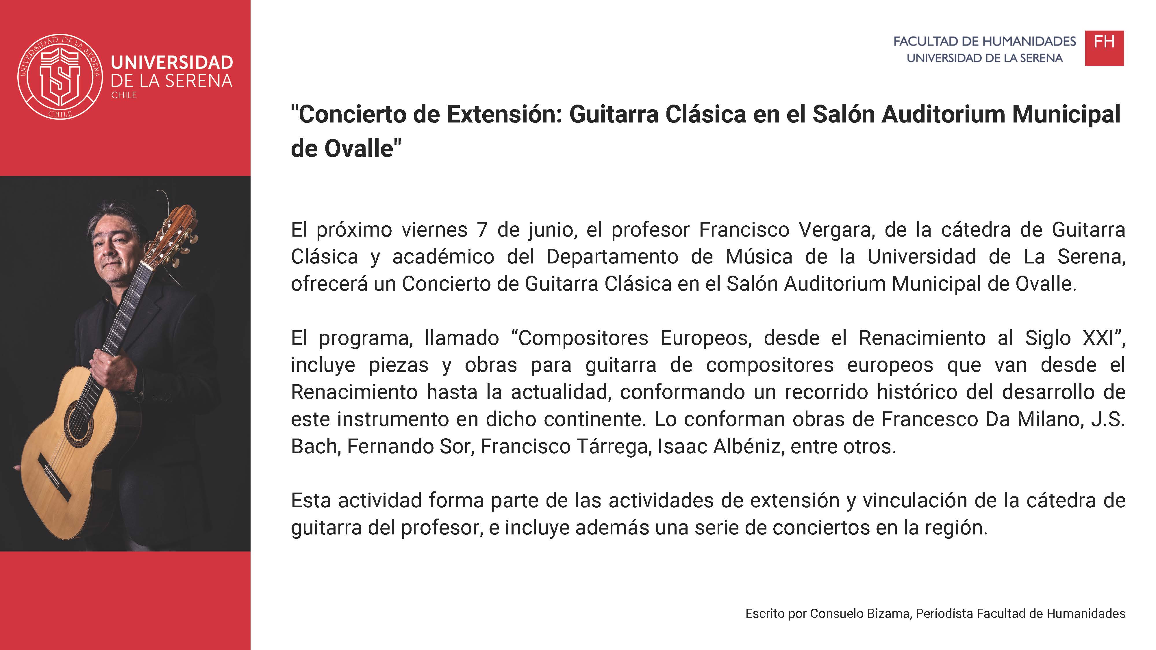 Concierto Guitarra Clásica en el Salón Auditorium Municipal de Ovalle