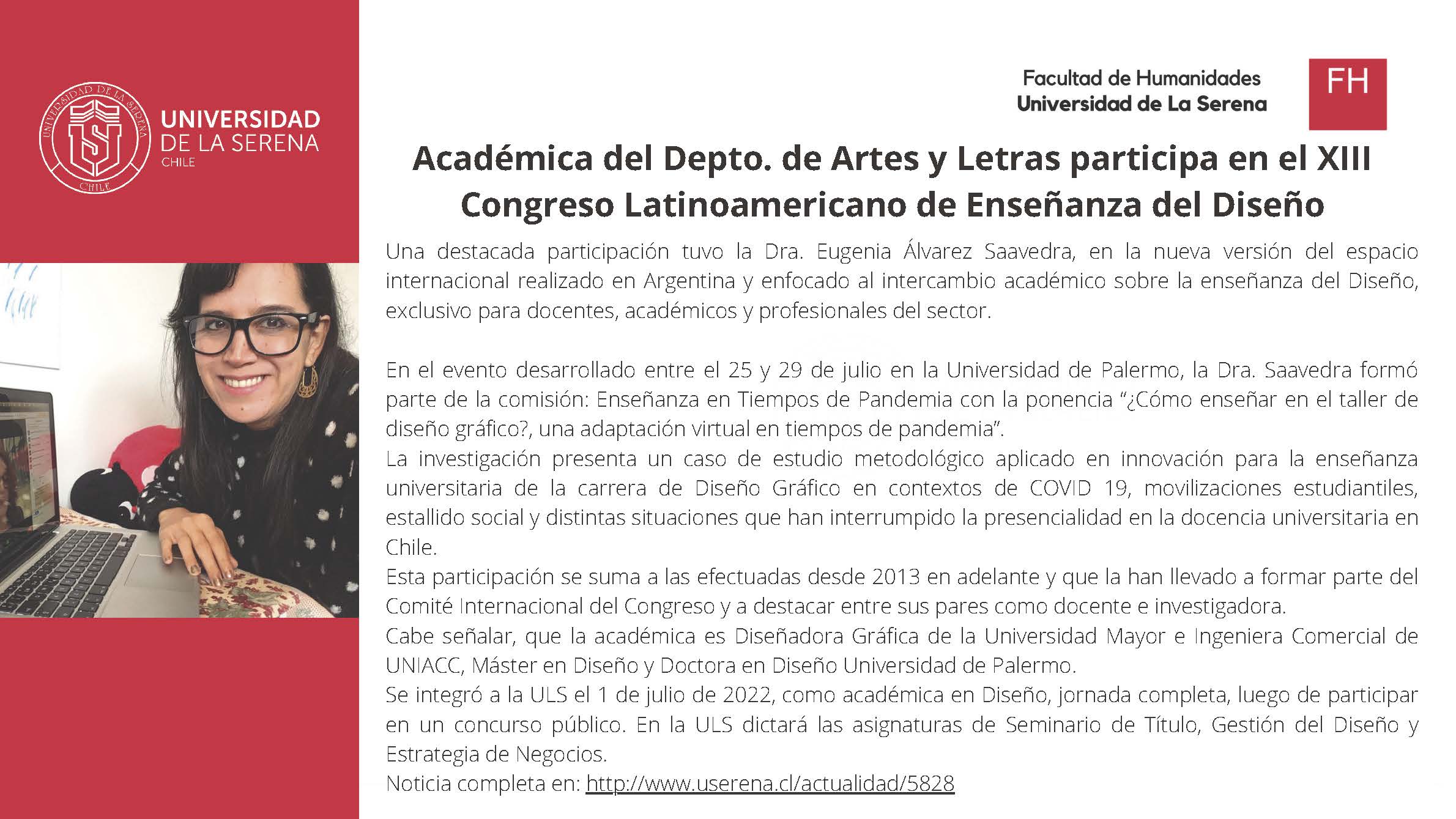 Académica del Depto. de Artes y Letras participa en el XIII Congreso Latinoamericano de Enseñanza del Diseño
